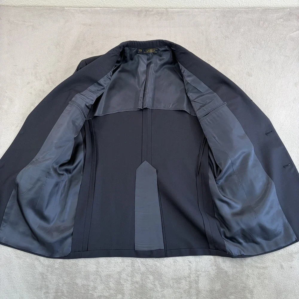 Vintage‎ 80s Brooks Brothers Blazer Sport Coat Black Wool 3 Button Men 44R USA